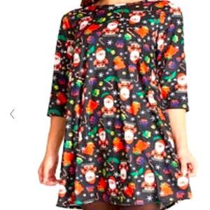 Dress Works top tunic Womens Dress Works Holiday Print Swing SZ M Christmas